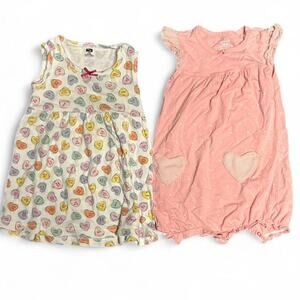 18m baby toddler girls Valentine’s Day sweetheart bundle of two dress romper